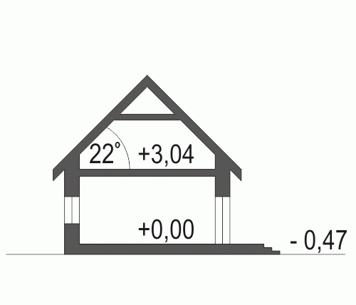 Rzut projektu Tadeusz z garażem - Przekrój