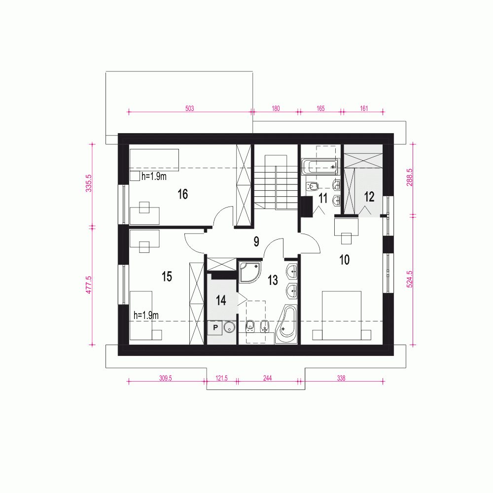 Rzut projektu Iga styl z garażem - Piętro