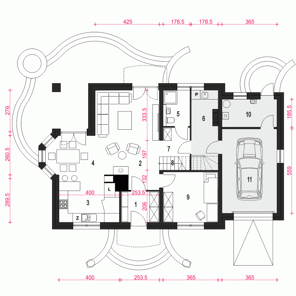 Rzut projektu Dom Dla Ciebie 7 z garażem - Parter