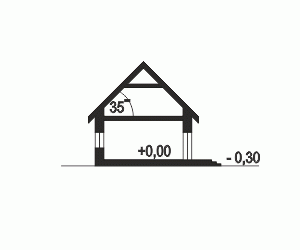 Rzut projektu Magnetyt II z garażem 2st. - Przekrój