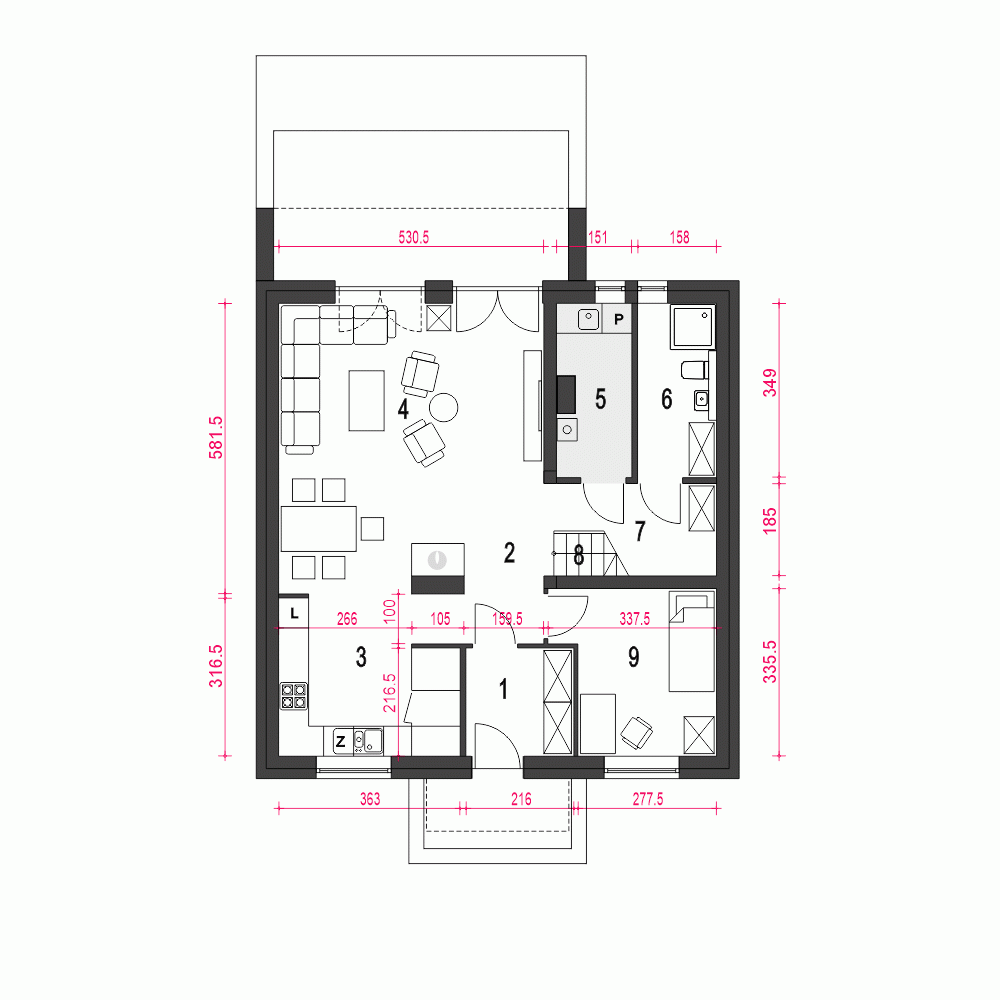 Rzut projektu Dom Dla Ciebie 9 - Parter