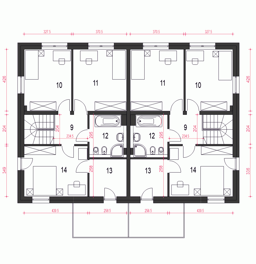 Rzut projektu Zyta II z garażem - Piętro