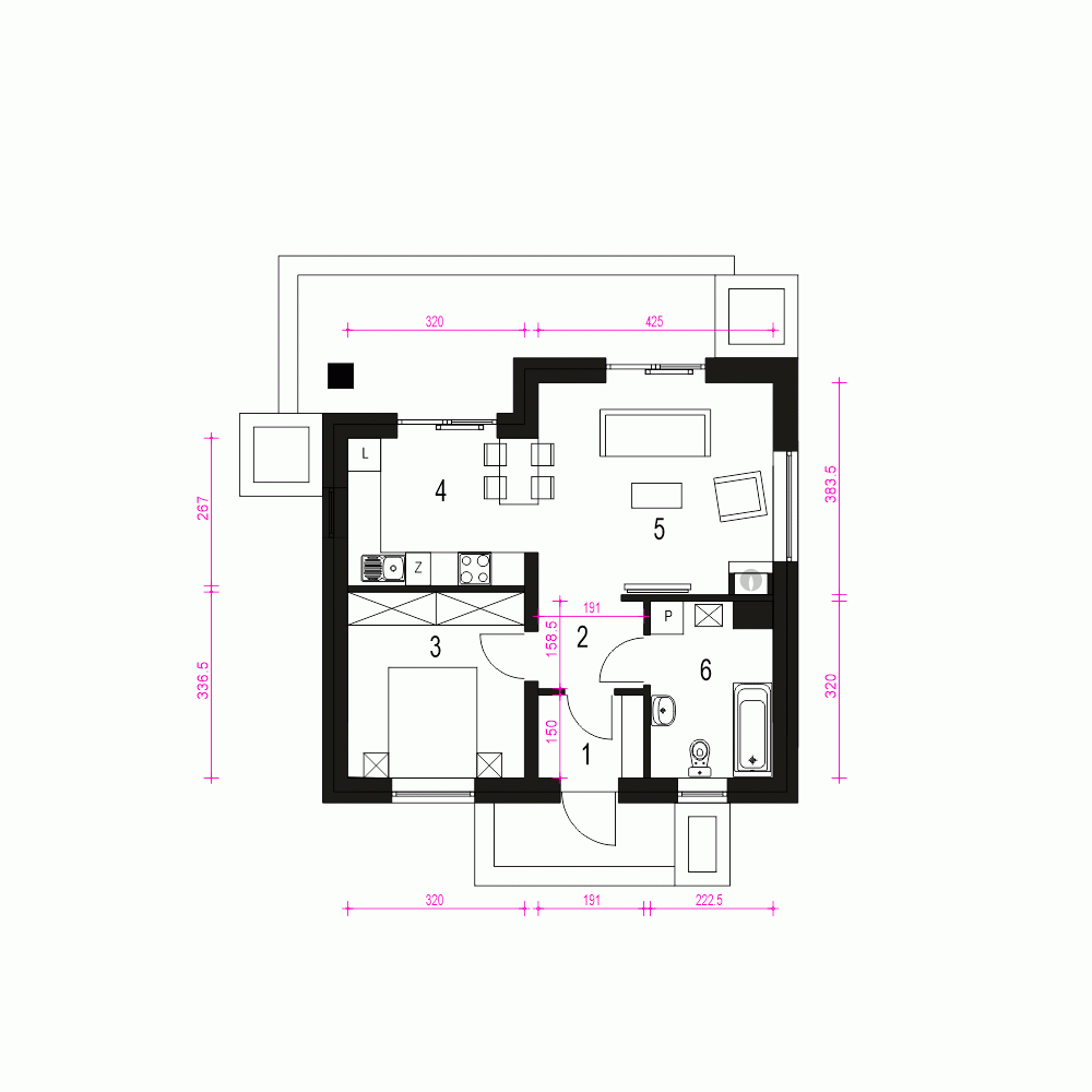 Rzut projektu Bambi - Parter