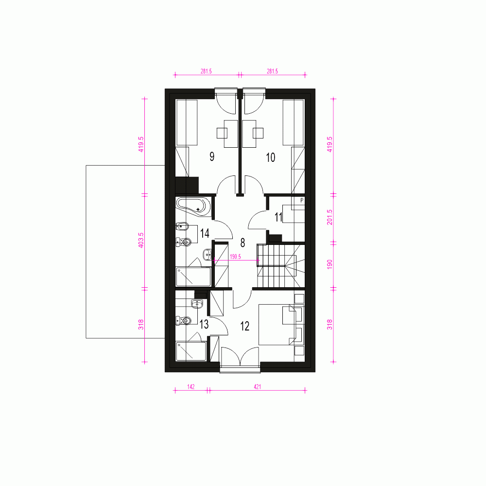 Rzut projektu Gabi z garażem - Piętro