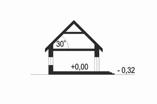 Rzut projektu Laura z garażem 2st. - Przekrój