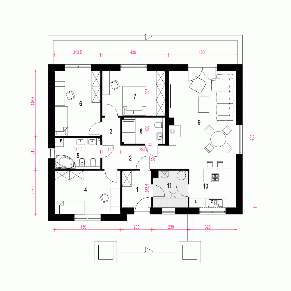 Rzut projektu Klara VI B2 - Parter