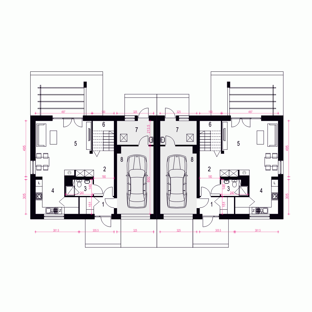 Rzut projektu Igor IV A-BL z garażem - Parter
