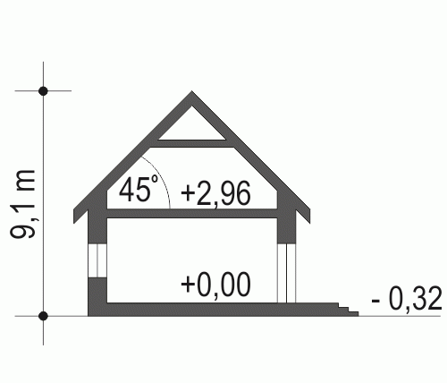 Rzut projektu Igor IV A-BL z garażem - Przekrój