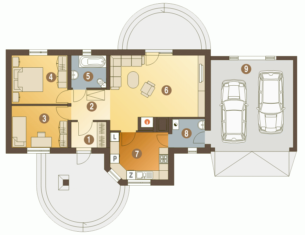 Rzut projektu Skowronek z G2 z garażem 2st. - Parter
