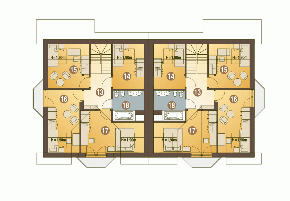 Rzut projektu Puszczyk bliźniak B-BL1 - Piętro