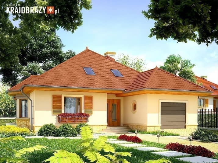 Impresja z garażem dwustanowiskowym - wizualizacja 2