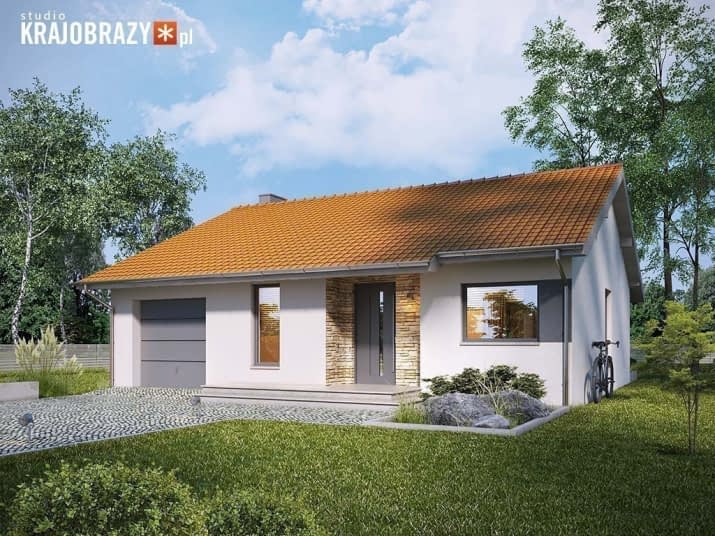 Malinówka z garażem - wizualizacja 2