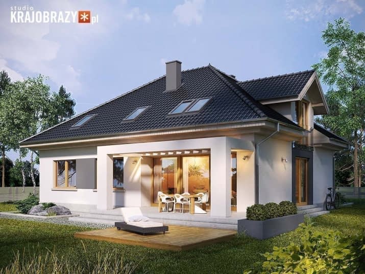 Monogram z garażem dwustanowiskowym - wizualizacja 2