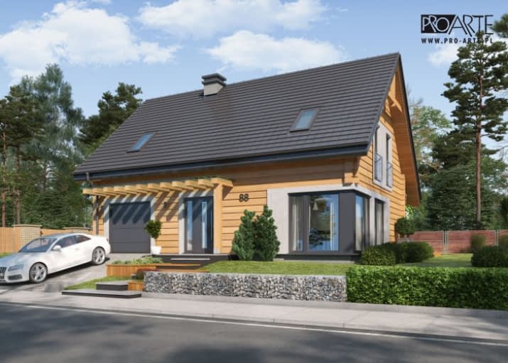 RIO 2 projekt domu z bali drewnianych - wizualizacja 2