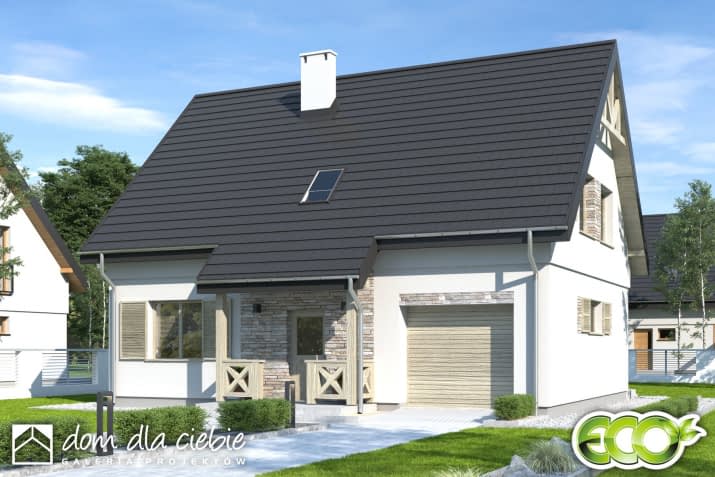 Iga styl z garażem - wizualizacja 2