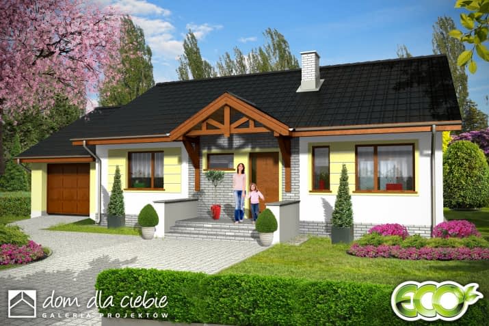 Bastek z garażem - wizualizacja 2