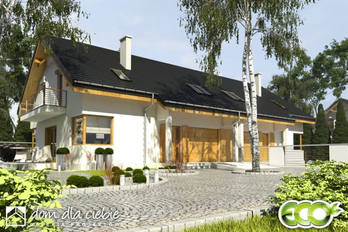 Nowinka IV bliźniak A-BL1 z garażem - wizualizacja 2