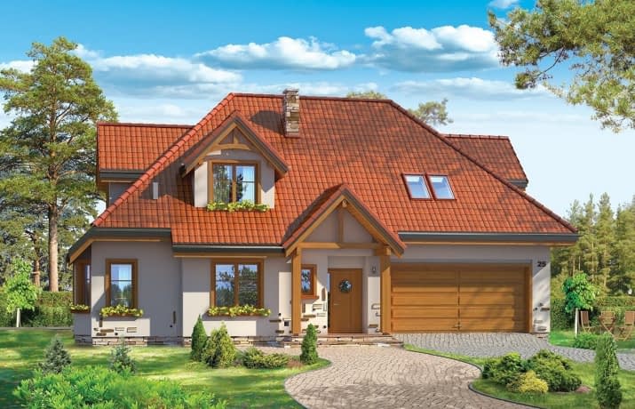 Projekt domu Jesion 2 – wizualizacja od frontu