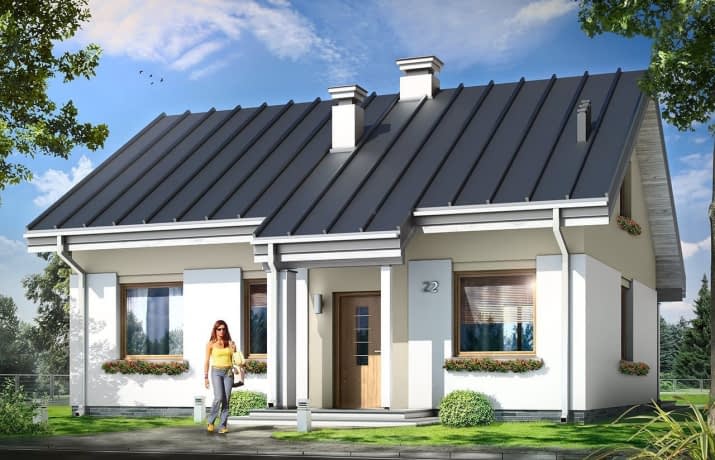 Projekt domu Kajtek – wizualizacja od frontu