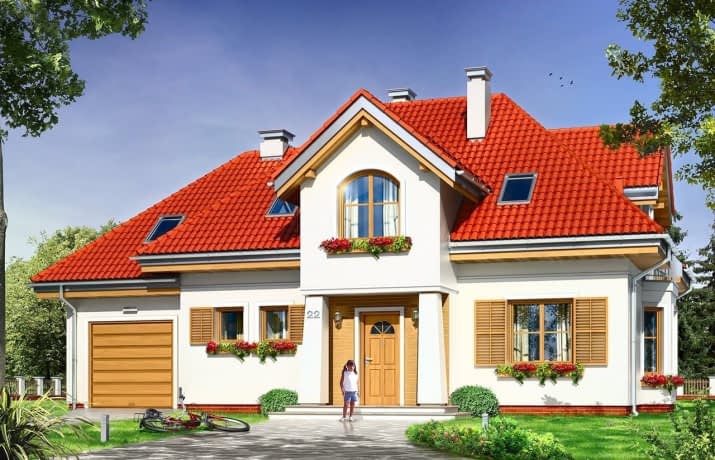 Projekt domu Kameralny – wizualizacja od frontu