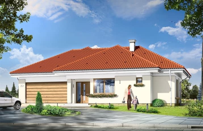 Projekt domu Komfortowy 3 – wizualizacja od frontu