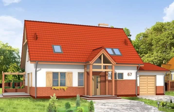 Projekt domu Leśny Zakątek – wizualizacja od frontu
