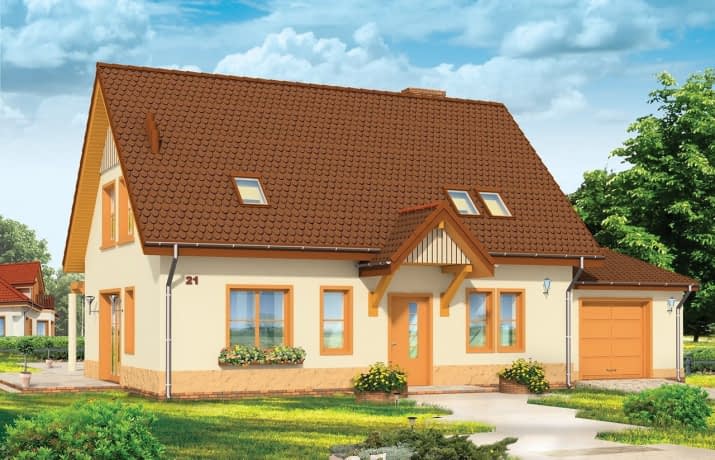 Projekt domu Leśny Zakątek 2 – wizualizacja od frontu