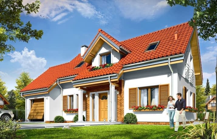 Projekt domu Lucky – wizualizacja od frontu