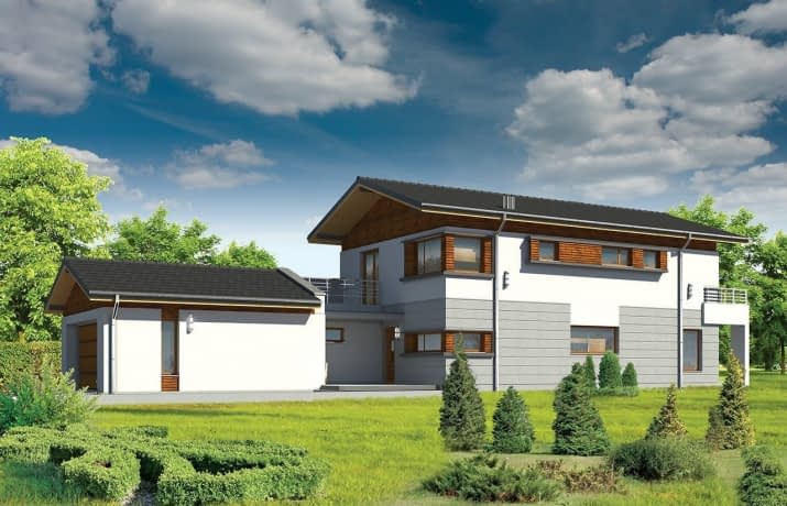 Projekt domu Lugano – wizualizacja od frontu