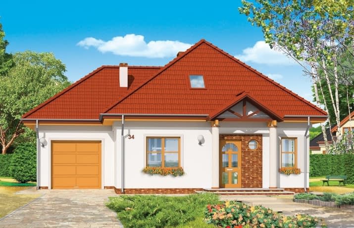Projekt domu Mazurek 3 – wizualizacja od frontu