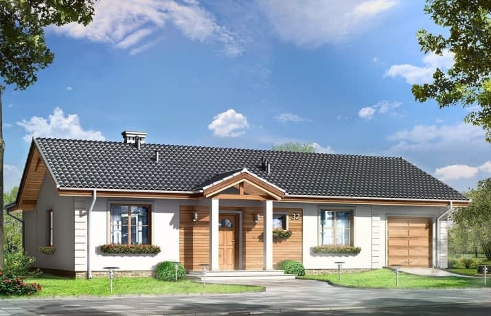 Projekt domu Miluś – wizualizacja od frontu