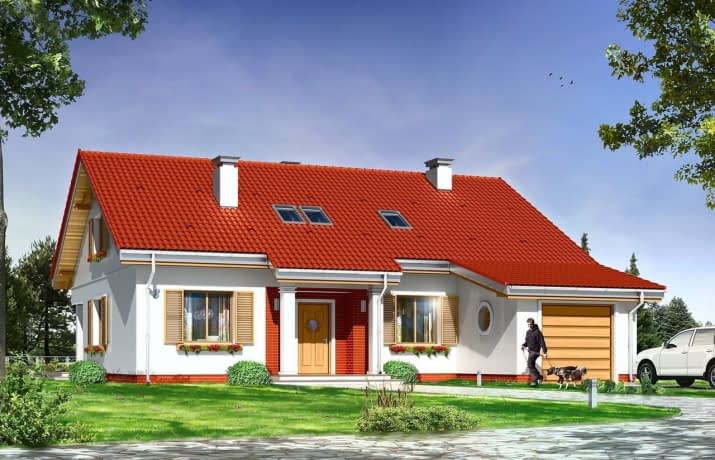 Projekt domu Nektarynka – wizualizacja od frontu
