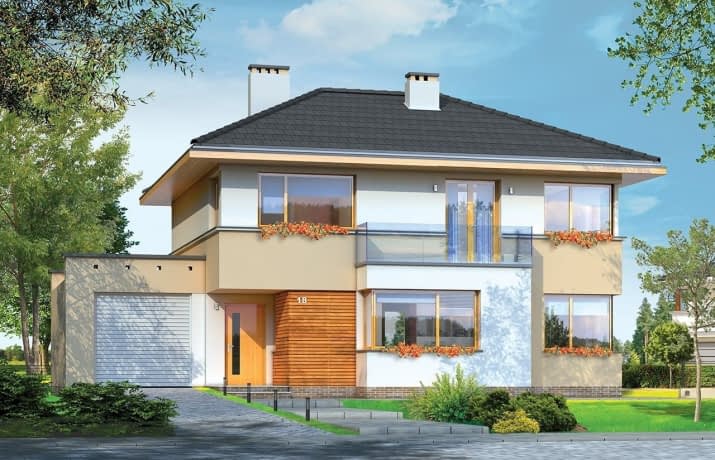 Projekt domu Nieduży – wizualizacja od frontu