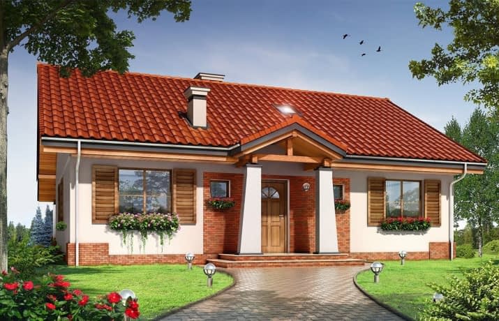 Projekt domu Niezapominajka – wizualizacja od frontu
