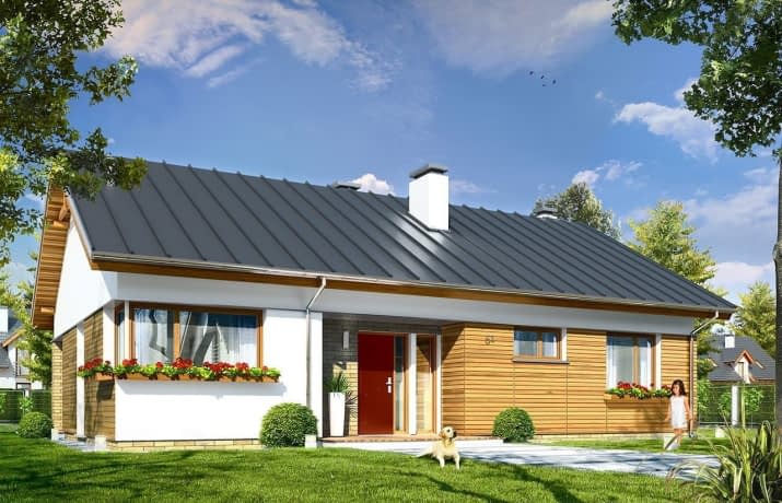 Projekt domu Oliwka – wizualizacja od frontu