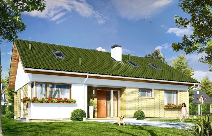 Projekt domu Oliwka 2 – wizualizacja od frontu