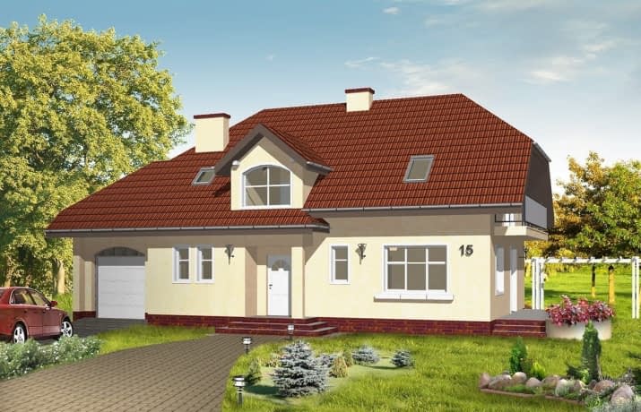 Projekt domu Pogodny 3 – wizualizacja od frontu