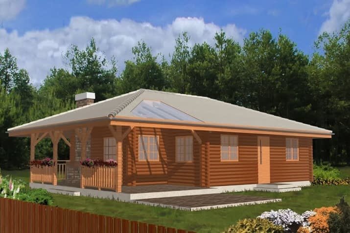 Projekt domu Pogodny Drewniany – wizualizacja od frontu