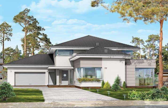 Projekt domu Prestiżowy – wizualizacja od frontu