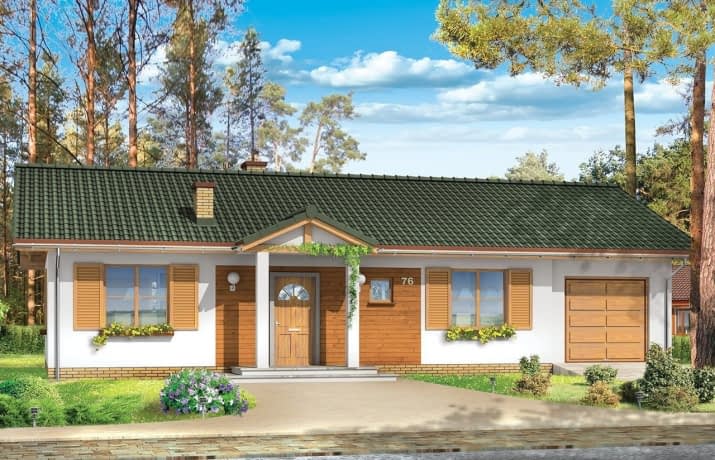 Projekt domu Promyk – wizualizacja od frontu