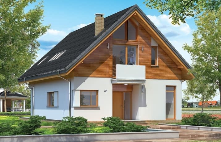 Projekt domu Prosty – wizualizacja od frontu