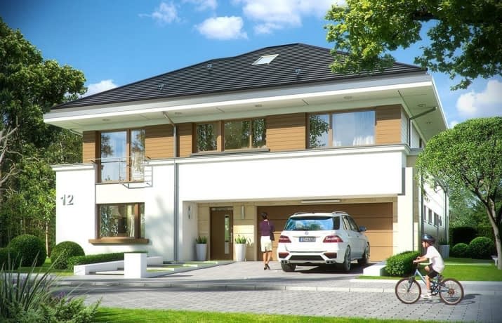 Projekt domu Rezydencja Leśna – wizualizacja od frontu