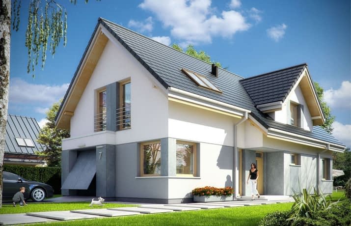 Projekt domu Rozsądny – wizualizacja od frontu