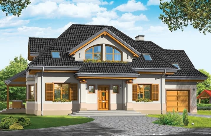 Projekt domu Rubin 3 – wizualizacja od frontu