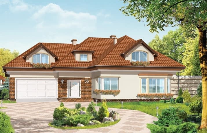 Projekt domu Siedziba – wizualizacja od frontu