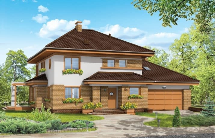 Projekt domu Słodki – wizualizacja od frontu