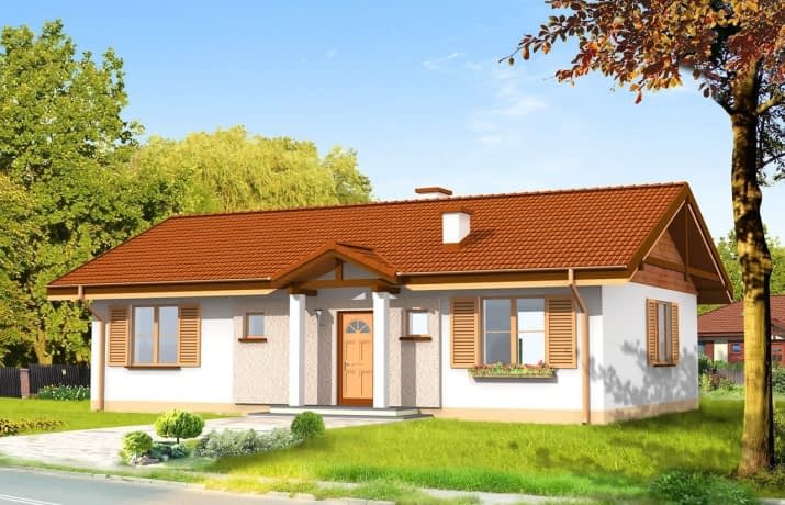 Projekt domu Słoneczny – wizualizacja od frontu
