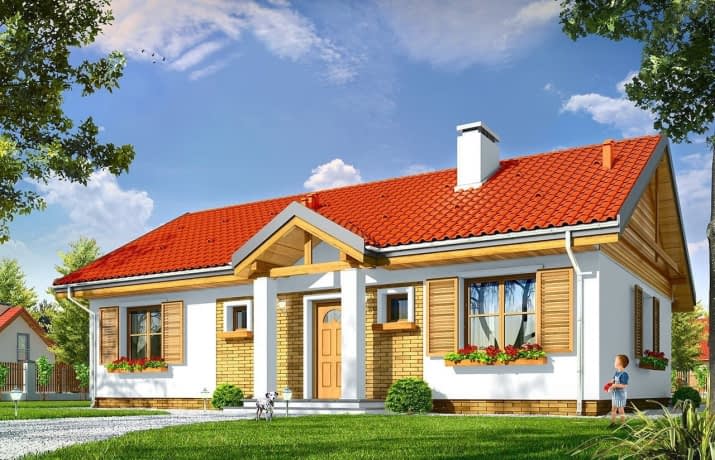 Projekt domu Słoneczny 2 – wizualizacja od frontu