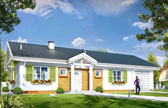 Projekt domu Słoneczny z garażem 2 – wizualizacja od frontu