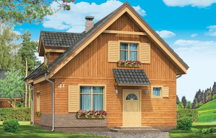 Projekt domu Słowik – wizualizacja od frontu